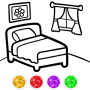 icon Bedroom Coloring For Kids (Coloração de quarto para crianças)