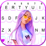 icon Cool Stylish Girl Keyboard Background (Fundo de teclado de menina elegante e legal
)